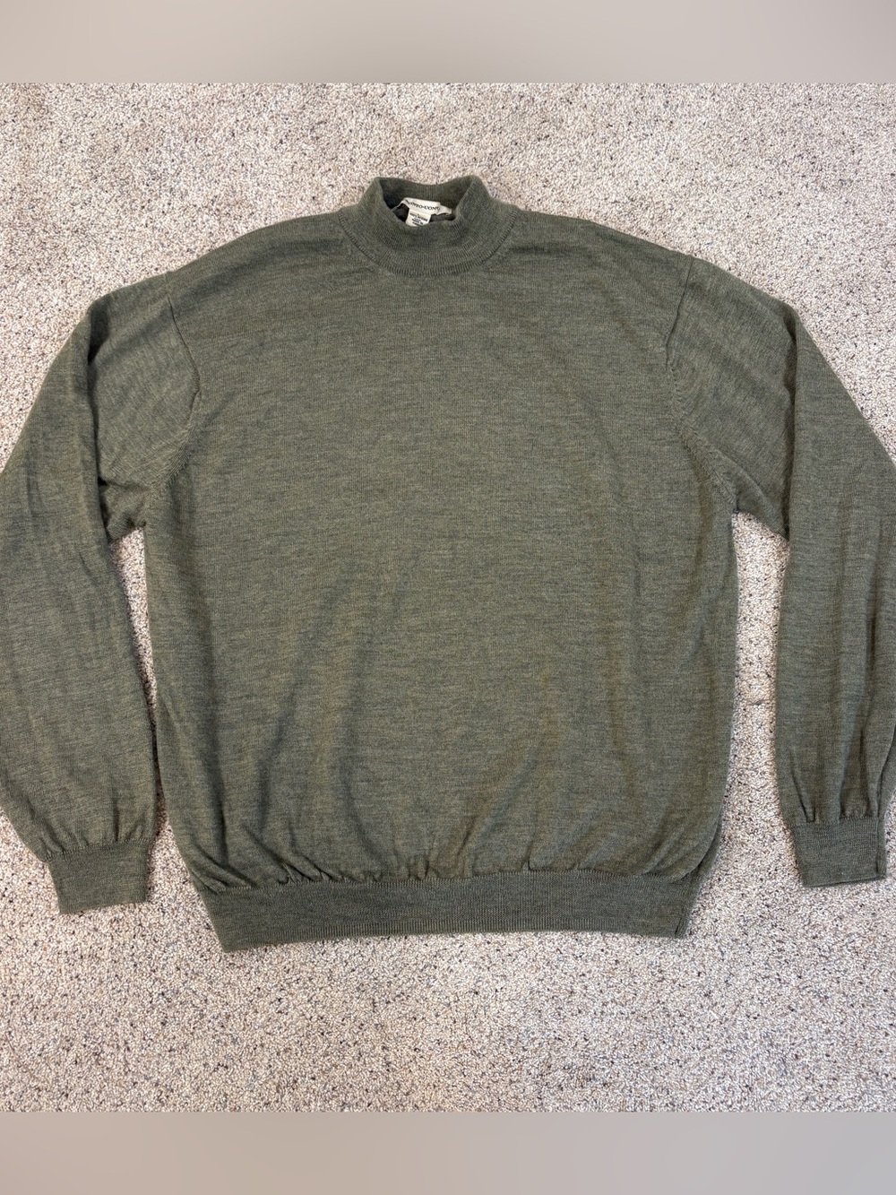 Cottagecore Cozy Fall Merino Wool Pronto Uomo Olive Mockneck Sweater